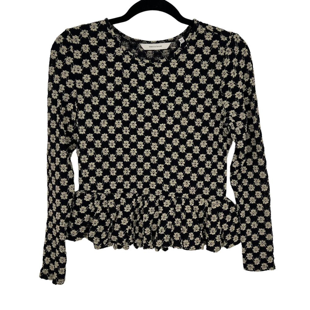 NWT Rebecca Taylor Lace Peplum Top Size Small